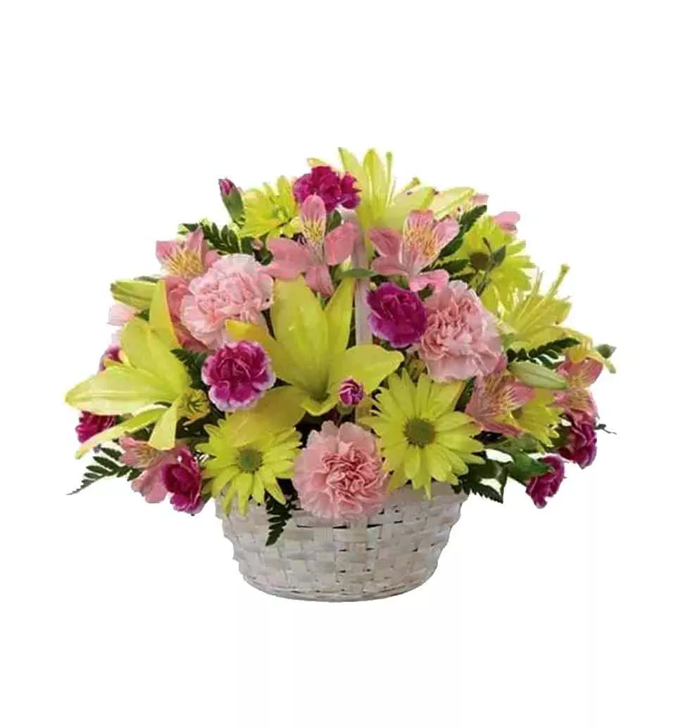 Cheerful Seasonal Flowers Basket