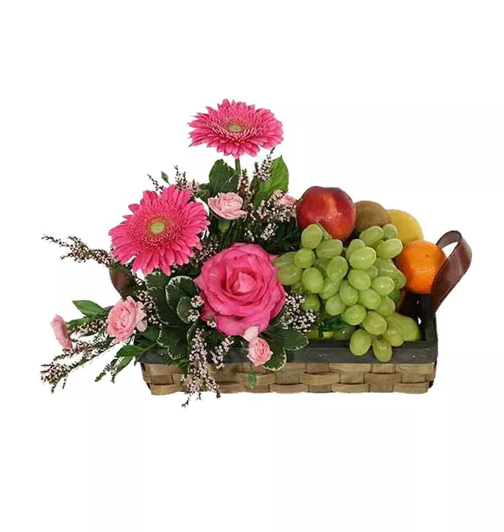 Exotic Flower and Mixed Fruit Basket