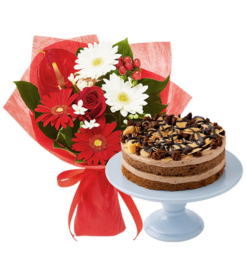 Elegant Harmony Floral Bouquet & Cake