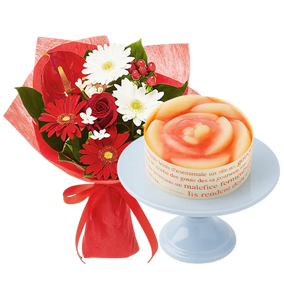 Graceful Flower Bouquet & Cake Gift Combo
