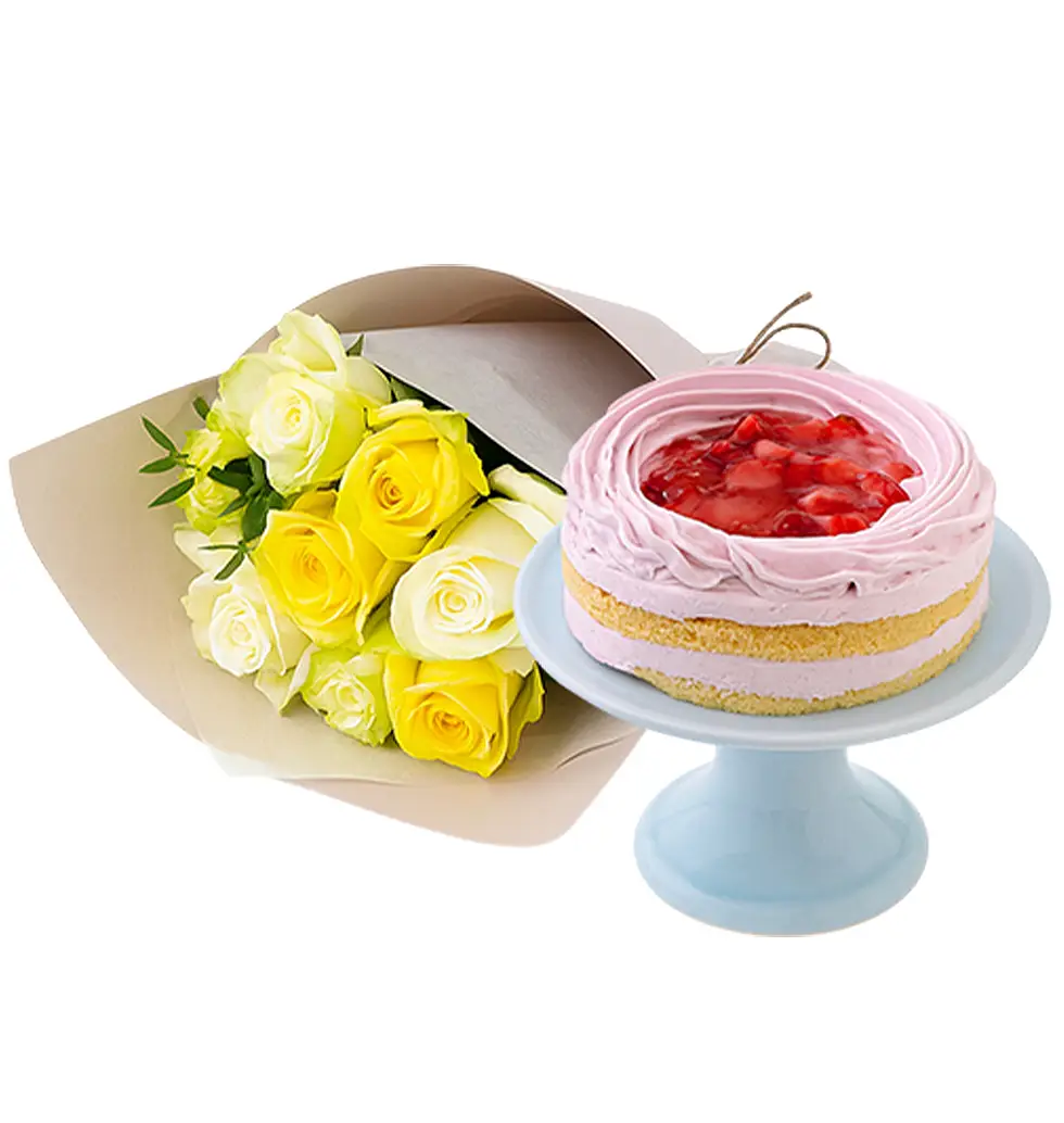 Fresh Elegance Cake & Roses