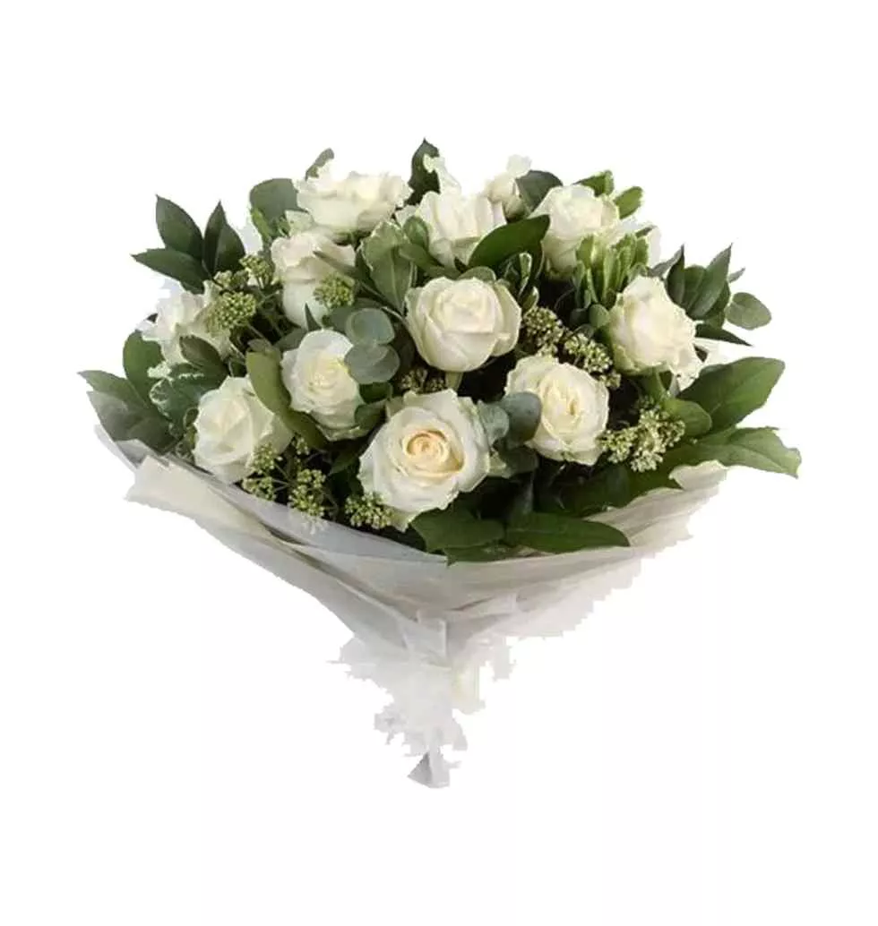 Delicate 12 Fresh White Roses