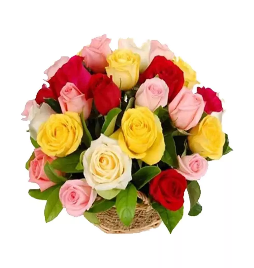 Fabulous Basket of 12 Mixed Roses